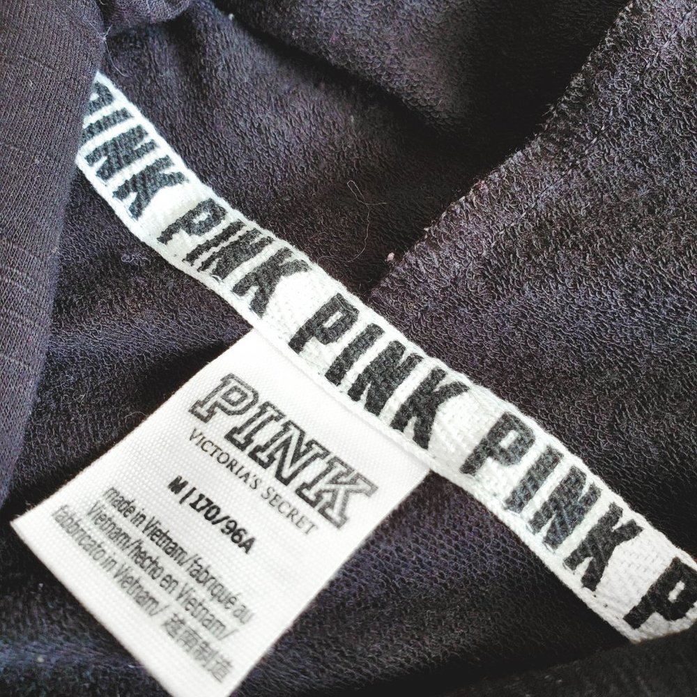 PINK VS CROP EVERYDAY LOUNGE BLACK ZIP HOODIE - Picture 4 of 5
